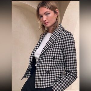 Banana Republic Double Breasted Tall Blazer Cropped Buffalo Check Jacket NWT 6T